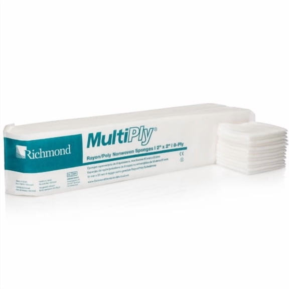 Richmond Dental 300637 MultiPly Rayon Poly Sponges Non-Woven Non-Sterile 2" X 2" 8-Ply 3000/Pk