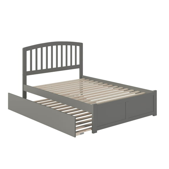 Richmond Full Platform Bed with Flat Panel Foot Board and Full Size Urban Trundle Bed in Grey