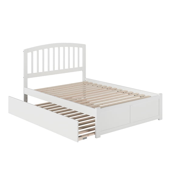 Richmond Full Platform Bed with Flat Panel Foot Board and Full Size Urban Trundle Bed in White