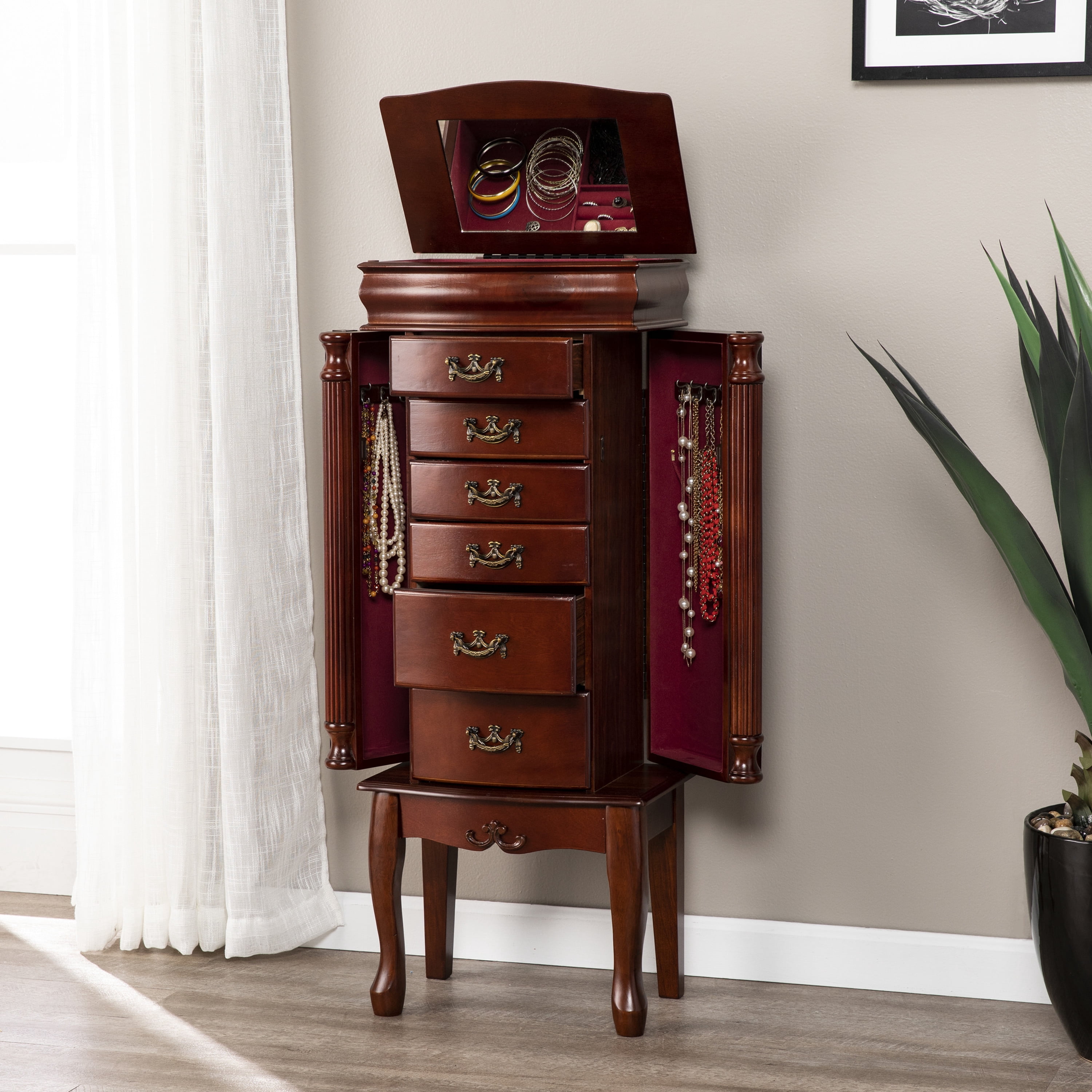 Richmond Medium Mahogany Jewelry Armoire - Walmart.com