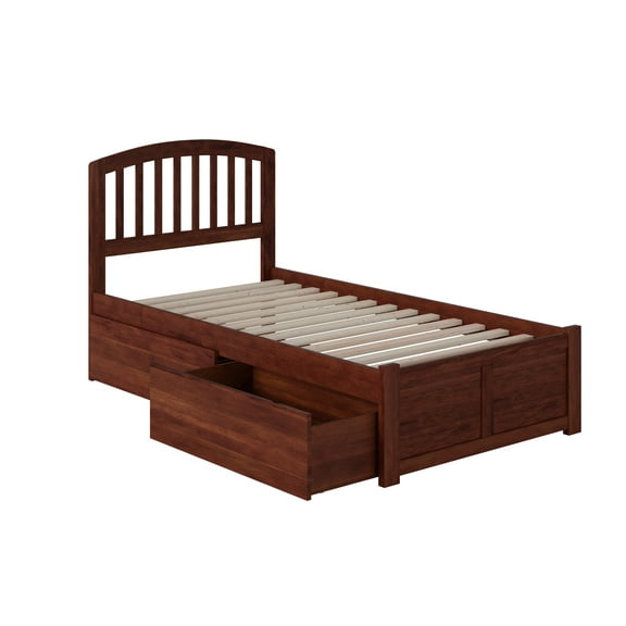 Richmond Platform Bed with Flat Panel Foot Board and 2 Urban Bed Drawers in, Multiple Colors and Sizes