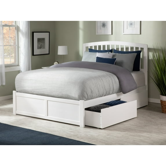 Richmond Platform Bed with Flat Panel Foot Board and 2 Urban Bed Drawers in, Multiple Colors and Sizes