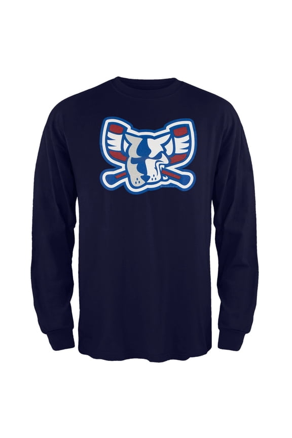 - Team Colors Mad Dog Logo Navy Adult Long Sleeve T-Shirt - Medium