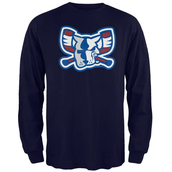Richmond Riverdogs - Team Colors Mad Dog Logo Navy Adult Long Sleeve T-Shirt - Medium
