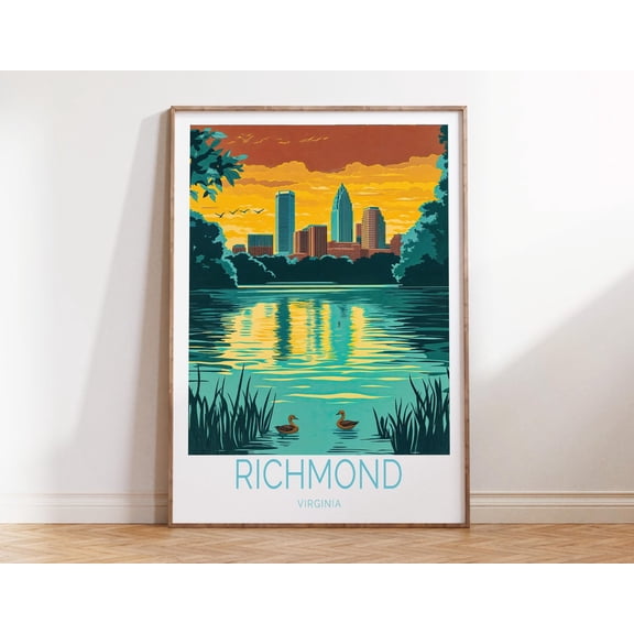 Richmond Virginia Modern Cityscape Print, Unframed Paper Print Size 8x12