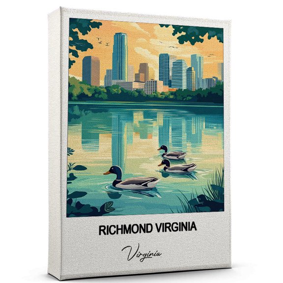Richmond Virginia Travel Scenic Canvas Wall Art -Virginia Canvas Nature-Inspired Print for Bedroom, Living Room, or Office Travel Gift