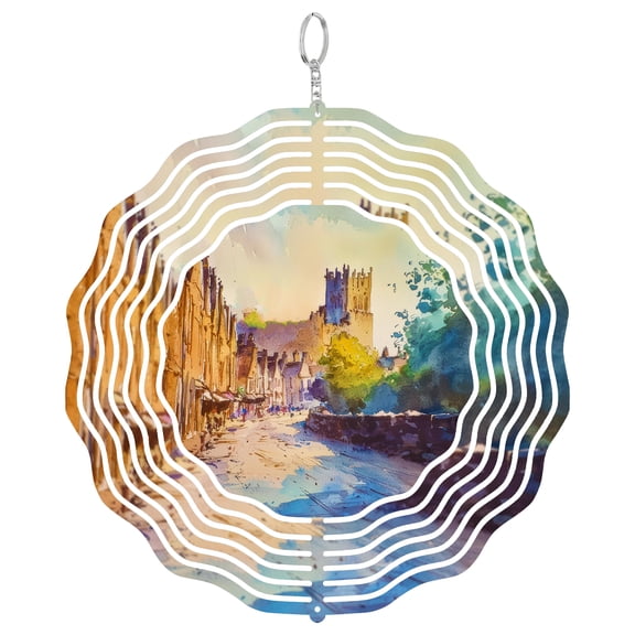 Richmond Yorkshire Wind Spinner, 3D Kinetic Castle Town Yard Art Outdoor