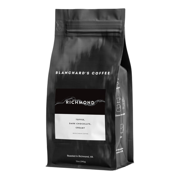 Blanchard's Coffee Whole Bean Richmond Coffee 12 oz