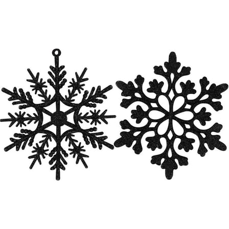 Richmoon 24PCS Black Plastic Christmas Glitter Snowflake Ornaments Christmas Tree Decorations(Buy 2 and get 10% off)