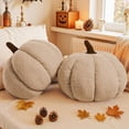 thumbnail image 1 of Richmoon Fall Pumpkin Pillows Set of 2, Halloween Decoration Plush Throw Pillows Soft Fleece Sherpa Cute 3D Shaped Cushion for Sofa Couch Bedroom Autumn Thanksgiving, 12.6x8.7in & 9x5.9in, White, 1 of 6