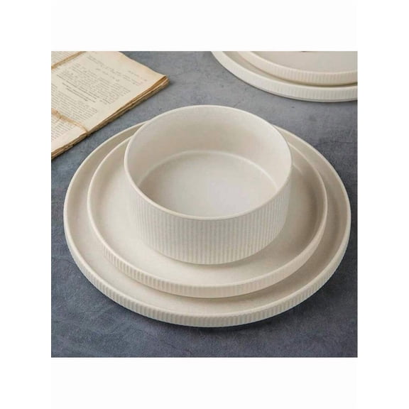 Richmount 12 Piece Stoneware Dinnerware Sets, Plates And Bowls Set For 4, Dishwasher And Microwave Safe