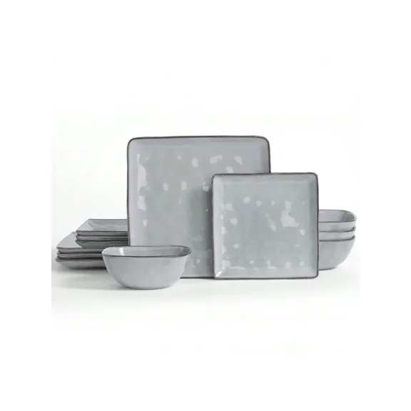 Richmount 12-Piece Stoneware Plates And Bowls Sets, Dishes Set For 4, Scratch Resistant Dishware Sets, Dishwasher & Microwave Safe, White