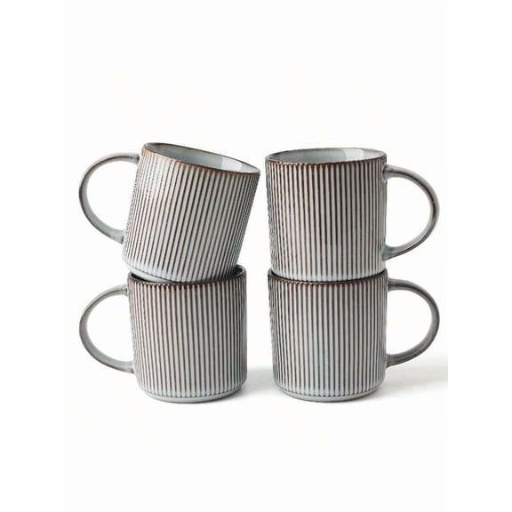 Richmount 4 Piece Coffee Mugs Set, 12 Oz Catering Mugs Cup Set With Handle For Coffee, Tea, Cocoa, Milk - Ceramic Stoneware Drinkware Set