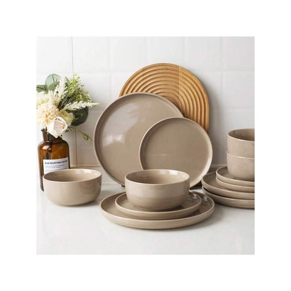 Richmount SHEIN X Heather Rae 12 Pieces Dinnerware Sets, Dishes Set For 4, Plates And Bowls Set, Perfect For Your Friend For Housewarming, Thanksgiving, Christmas