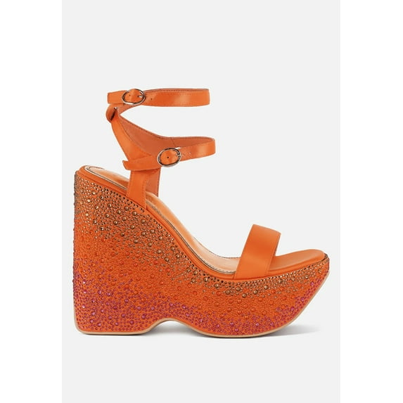 Richness Rhinestones Embellished Ultra High Wedge Sandals