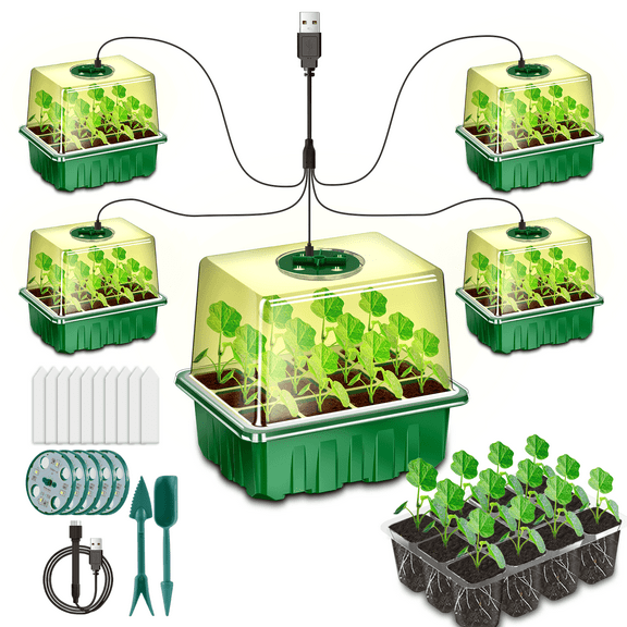 Richoose Seed Starter Kit with 60 Cells, 5 Pack Humidity Dome and Base