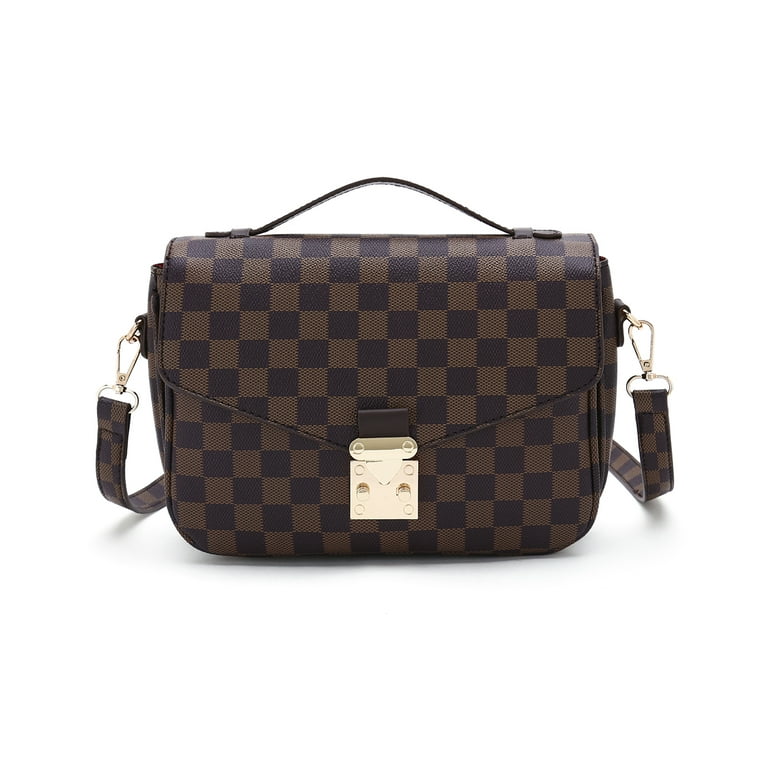 Luxury Checkered Bag with Inner Pouch - PU Vegan Leather Monogram