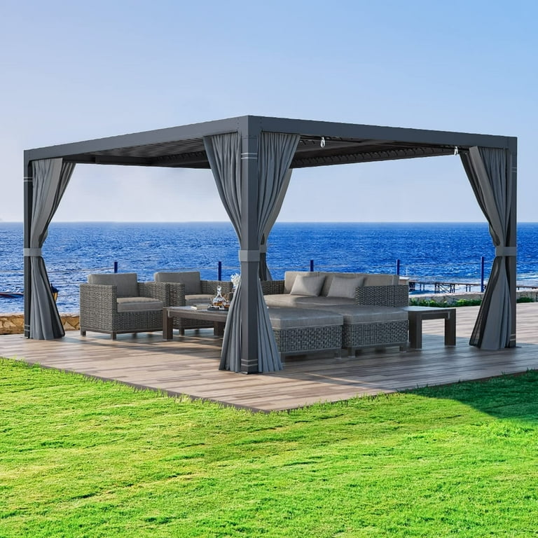 Richryce 10'×12' Hardtop Steel Patio Pergola with Adjustable
