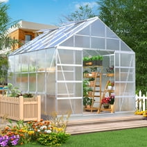 Richryce 10' x 12' x 10.3' Outdoor Walk-in Hobby Polycarbonate Aluminum Greenhouse