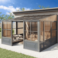 Richryce 10x12FT Wall Mounted Gazebo, AllSeason Aluminum Patio Gazebo with Side Door, Outdoor