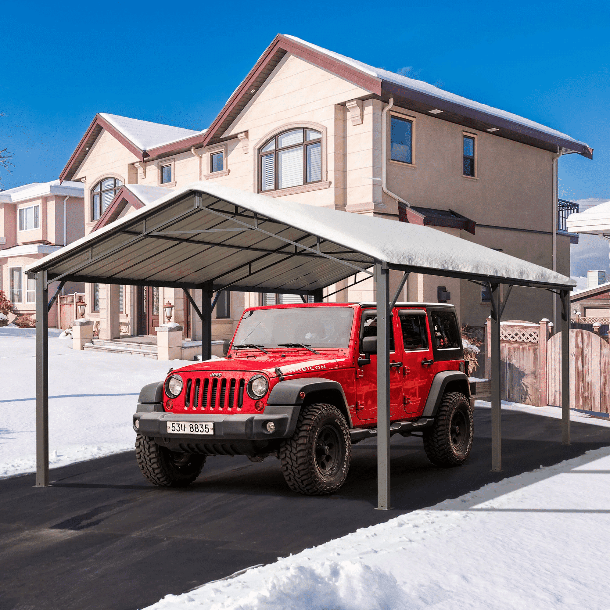 Gray 12' x 20' Galvanized Steel Carport Shelter