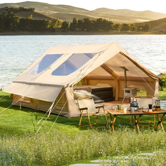 Richryce 13'x10' Inflatable Camping Tent, 130 SFT Air Tent, Glamping Tents, Outdoor Cabin Tent with Pump, Carrying Bag