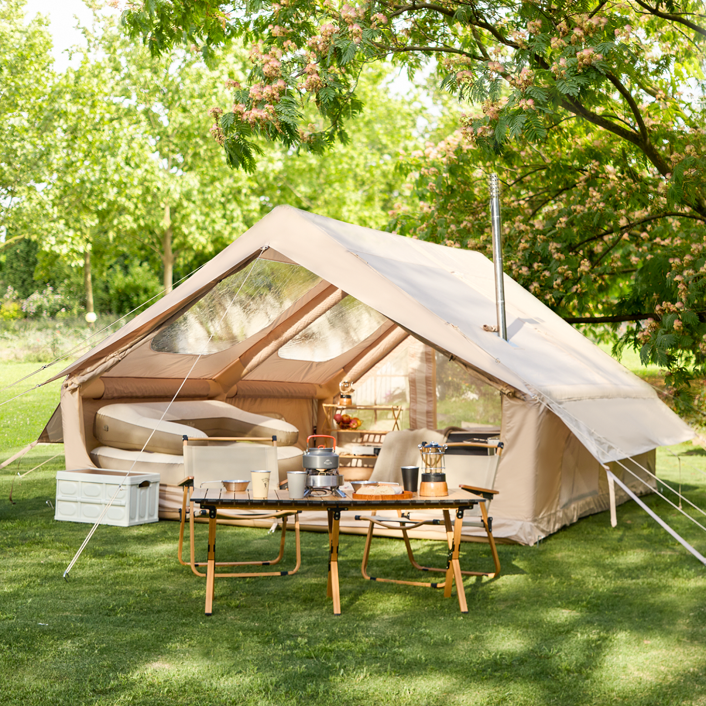 Glamping Tent 10 X 13 Inflatable Camping Tent With Stove