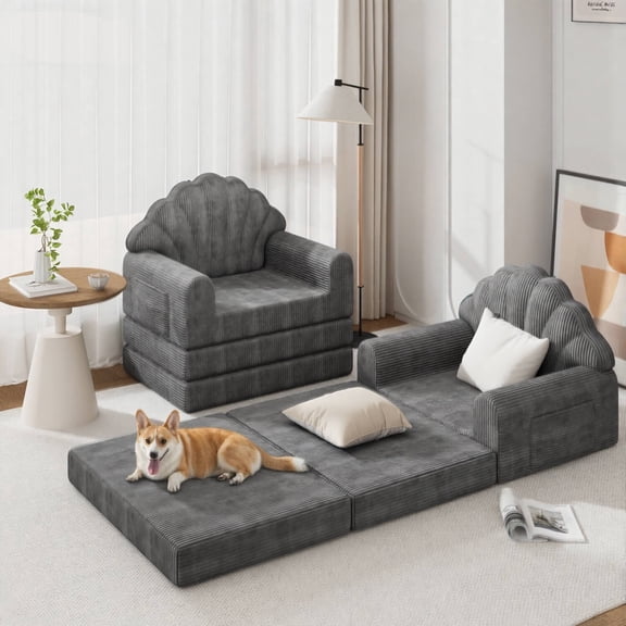 Richryce 2-in-1 Folding Sofa Bed with Adjustable Backrest, 75" Convertible Futon Sleeper for Small Spaces