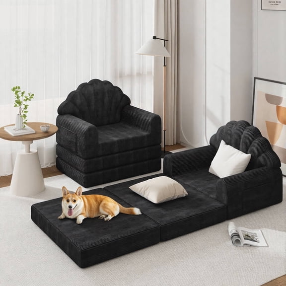 Richryce 2-in-1 Folding Sofa Bed with Adjustable Backrest, 75" Convertible Futon Sleeper for Small Spaces