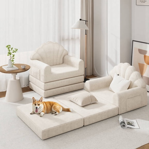 Richryce 2-in-1 Folding Sofa Bed with Adjustable Backrest, 75" Convertible Futon Sleeper for Small Spaces