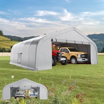 Richryce 20x20 ft Carport, Heavy Duty 2 Carports and Shelters with  Sides andGalvanized Steel Frame , Fits 2 Cars, Boat, Farm Equipment, Silver Gray