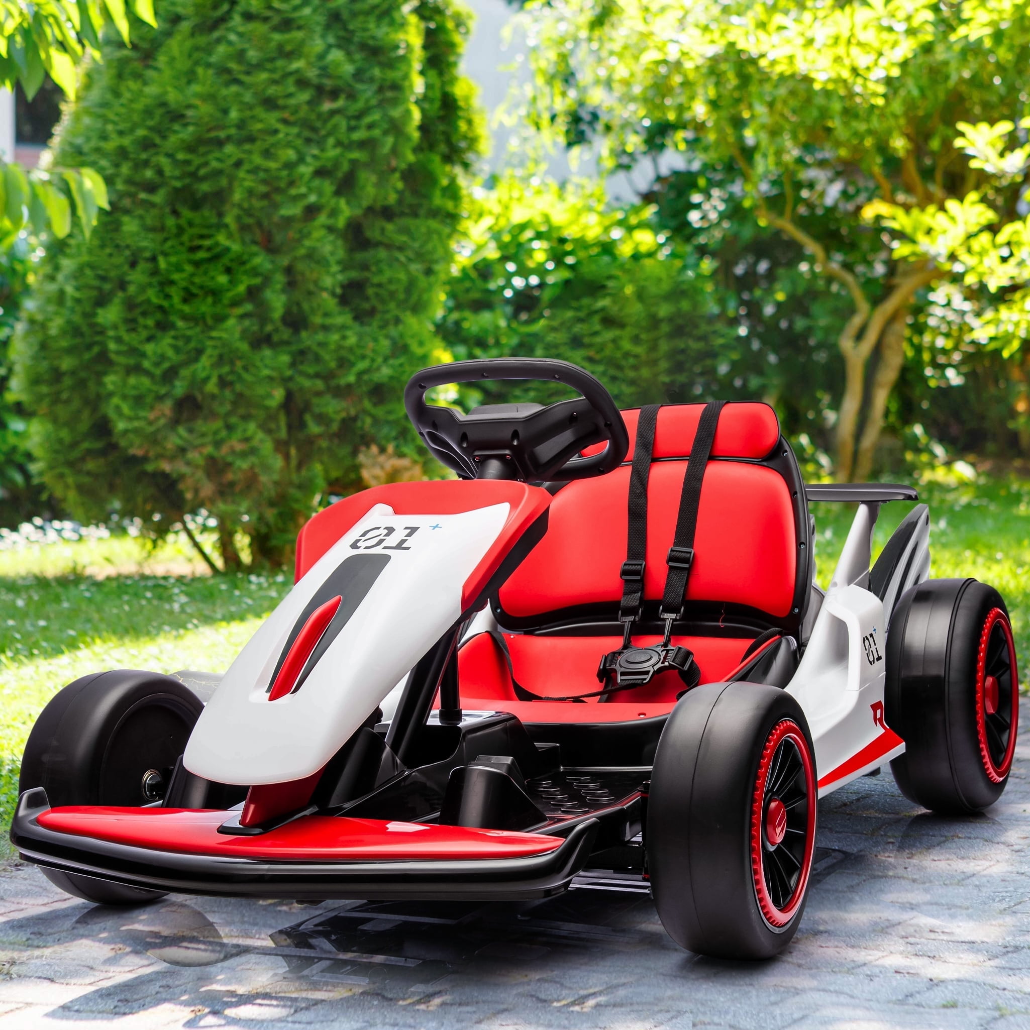 Richryce 24V Electric Go Kart for Kids, Powered Ride on Toys, 7MPH