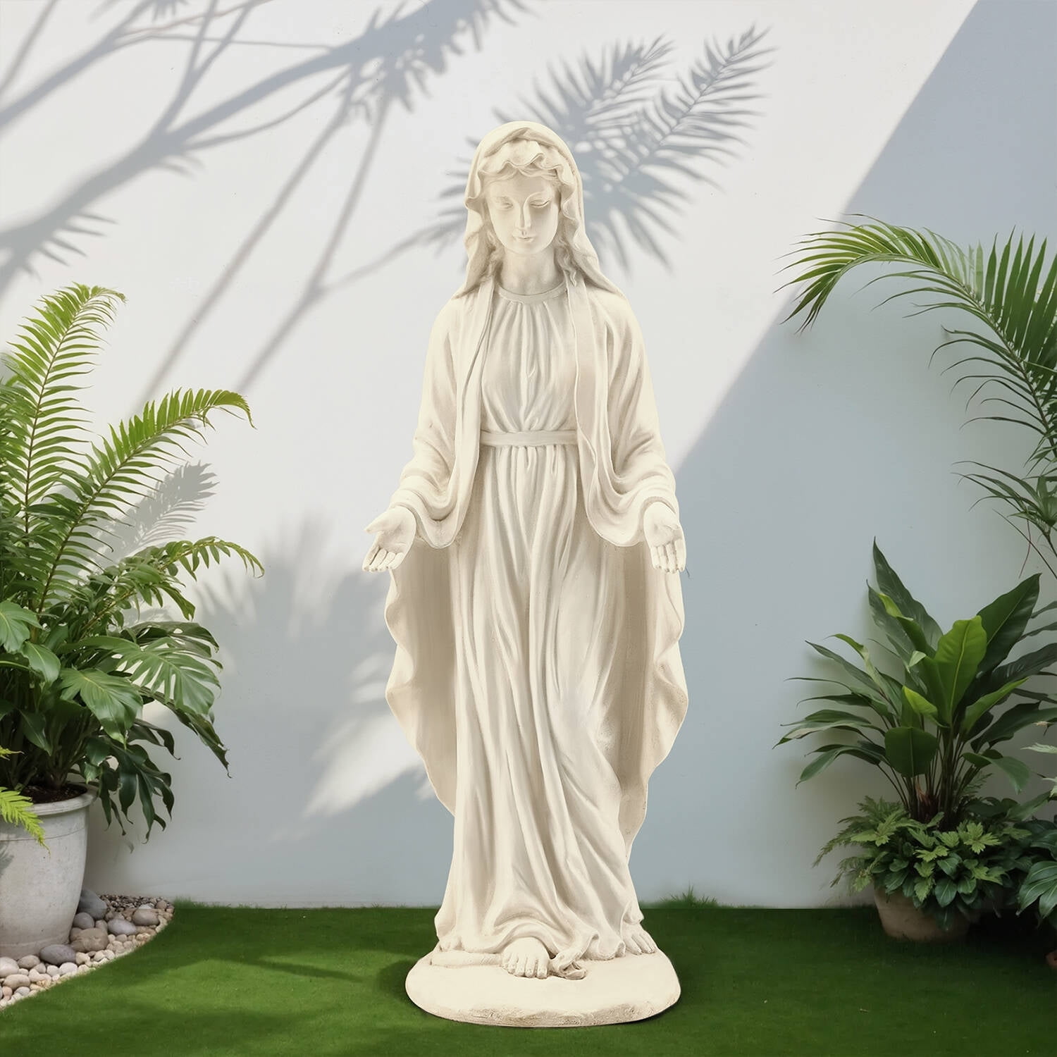 Richryce 29.4" Virgin Mary Outdoor Statue, Blessed Mother Sculpture for Garden Patio Decor