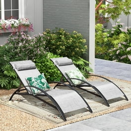Walsport 4pcs Aluminum Patio Lounge Chair Adjustable Outdoor Chaise Lounge for Patio Pool Beach Grey Walmart