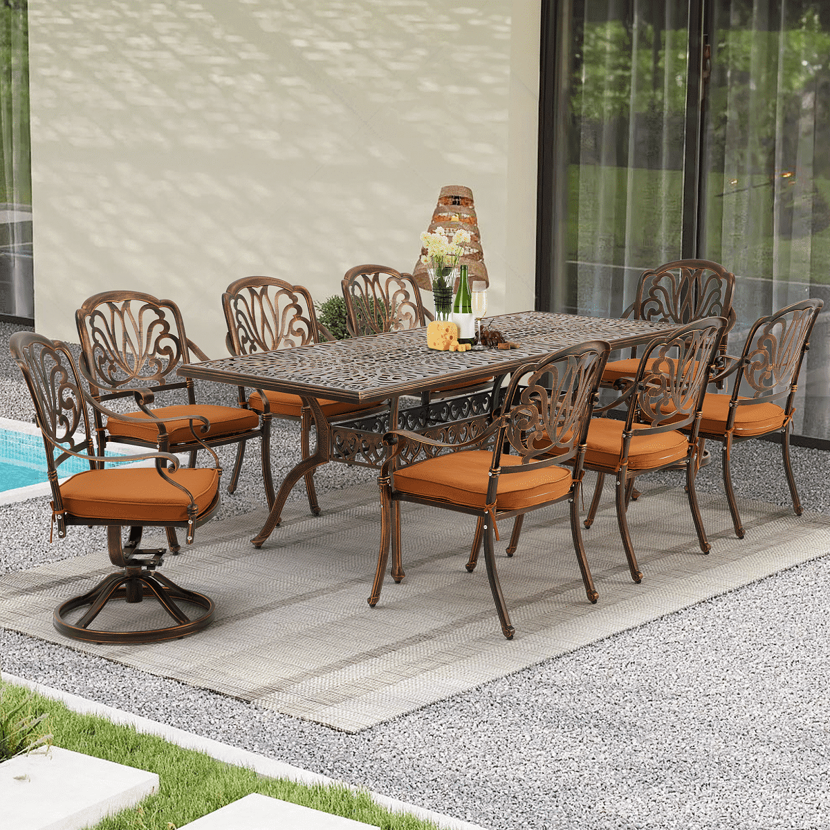 9 piece outdoor dining set aluminum sale