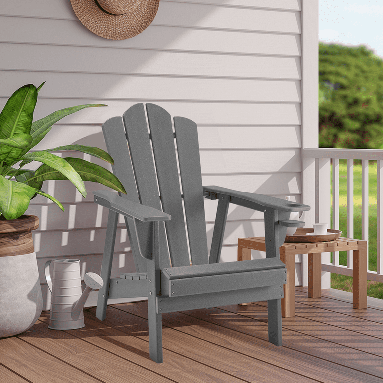 Richryce Adirondack Chair Patio Chairs Fire Pit Chairs HDPE Poly Lumber with Cup Holder Suitable for Lawn Backyard Garden Patio Camping