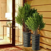 Richryce Modern Style Outdoor Planters for Porch, Indoor Tall Planters Set of 2, MgO Flower Pots, Balcony Large Pot Planters, Black