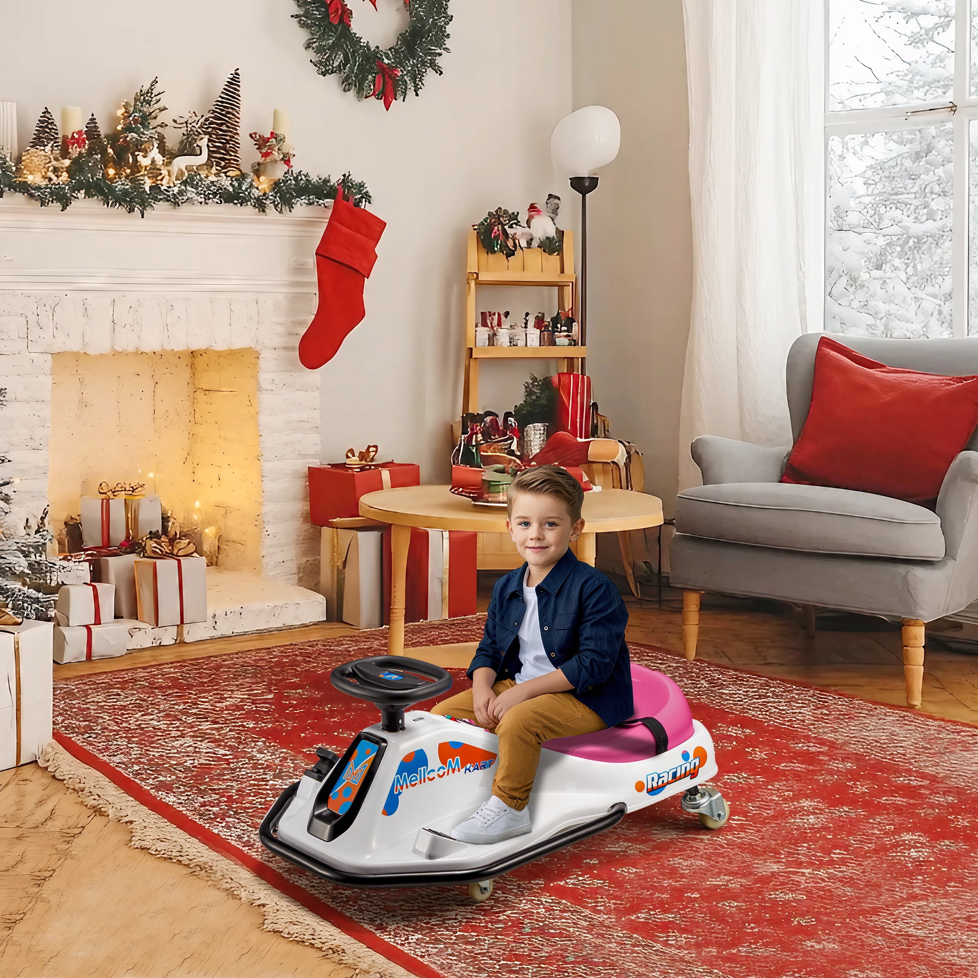 Pink 24-Volt Electric Ride-On Drift Car for Kids