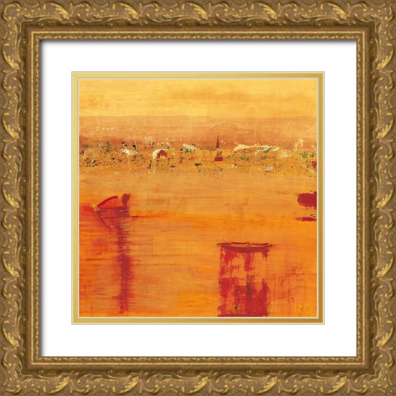 Richter-Armgart, Rose 20x20 Gold Ornate Wood Framed with Double Matting Museum Art Print Titled - Orange Landscape