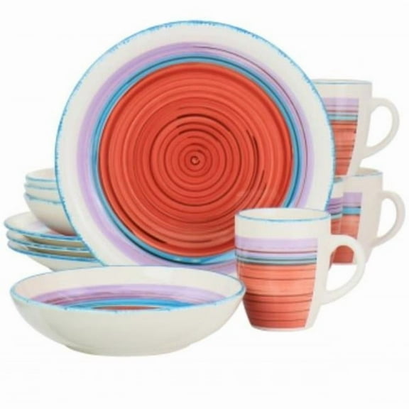 Richvale Round Durastone Dinnerware Set, Red - 12 Piece