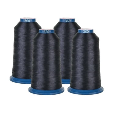 RICHWORD 4 Black Embroidery Thread 4 Rolls 4000M 40WT Polyester Thread for All Commercial & Domestic Embroidery Machines