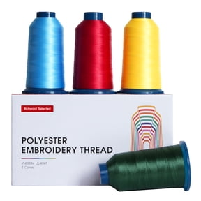 RICHWORD 4 Maca Embroidery Thread 4 Rolls 4000M 40WT Polyester Thread for All Commercial Embroidery Machines