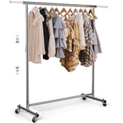 Richya 100lbs Heavy Duty Adjustable Rolling Clothes Rack ,Garment Rack for Dry and Wet Clothes