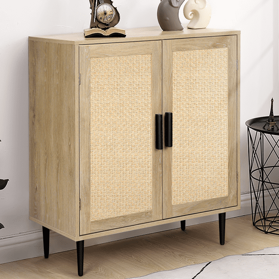 Richya 34.4'' Tall Sideboard Buffet Cabinet with Rattan Doors, for Dining Room, Kitchen, Living Room