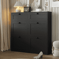 thumbnail image 1 of Richya Black Shoe Cabinet with 4 Flip Drawers,Shoe Racks Storage Cabinet with 2 Drawers for Narrow Entryway, 1 of 7