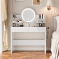 thumbnail image 1 of Richya Makeup Vanity Desk Set with Lighted Mirror,2 Drawers and 6 Shelves,Small Vanity for Bedroom, 1 of 9
