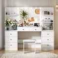 thumbnail image 1 of Richya Modern Makeup Vanity Desk with Lighted Mirror and Sturdy Stool,Makeup Table Sets with Drawers and Shelves, 1 of 7