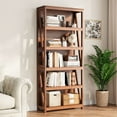 thumbnail image 1 of Richya Modern Walnut 6-Tier Bookshelf – Open Storage Bookcase for Living Room, Study, Office, 1 of 7
