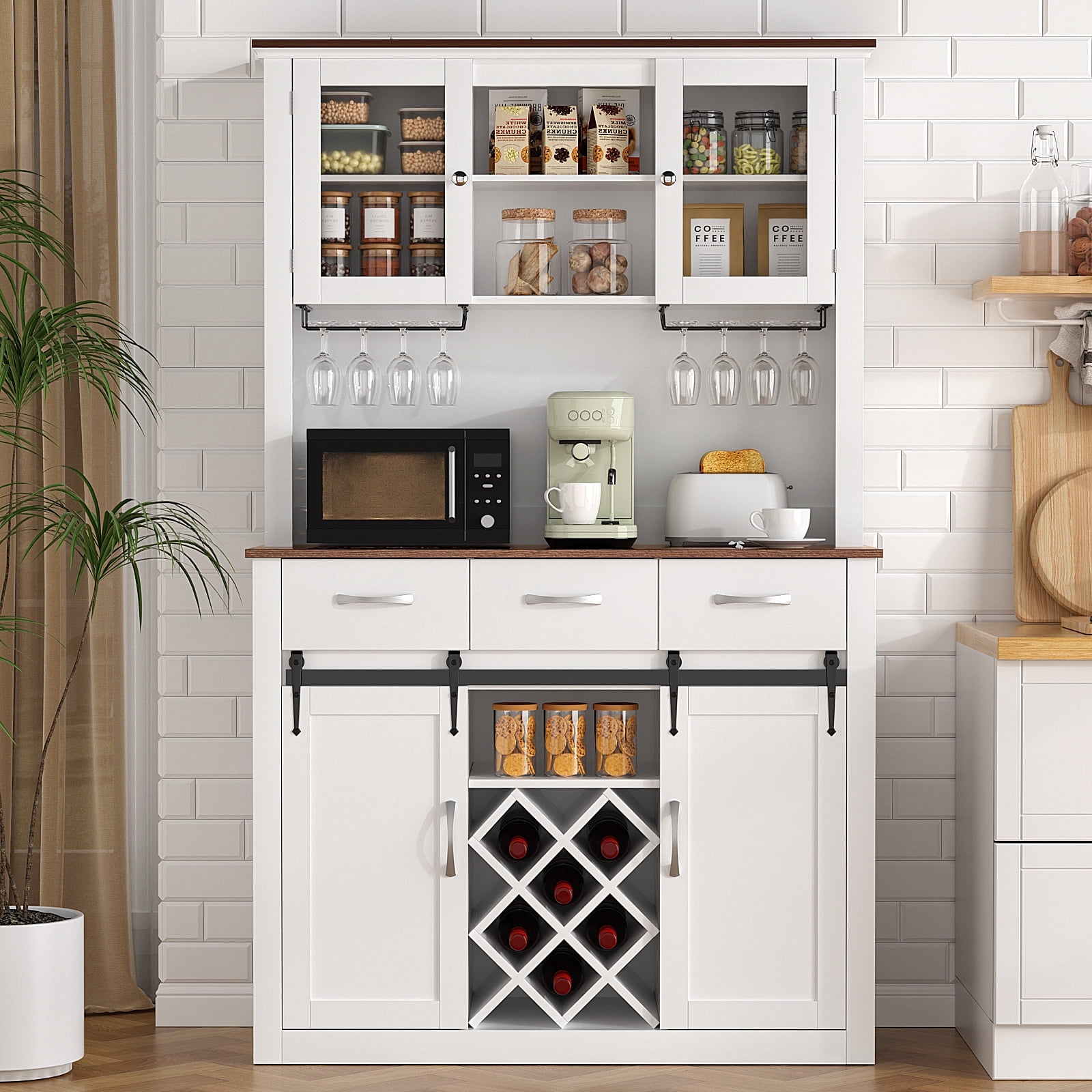 Kitchen White Bar Cabinet Tall Richya Tall Kitchen Pantry Storage