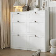 Richya White Shoe Cabinets with 4 Flip Drawers and 2 Drawers for Narrow Entryway,Living Room,Bedroom